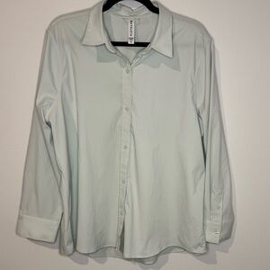 Athleta 1X Mint Green Button Down Shirt Lightweight Collared Blouse